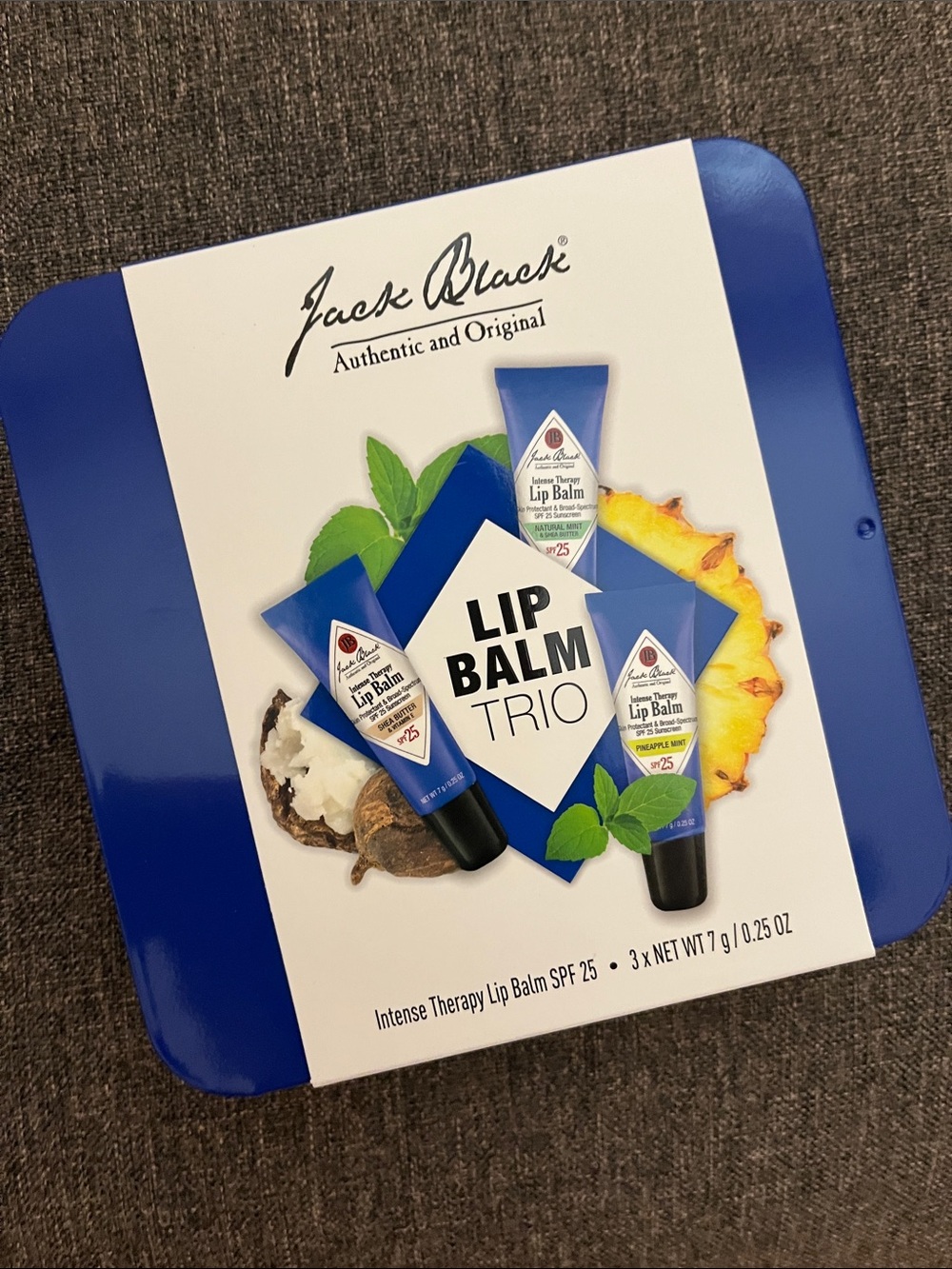 New Jack Black Intense Therapy Lip Balm Trio Set Mint Pineapple Mint Shea Butter